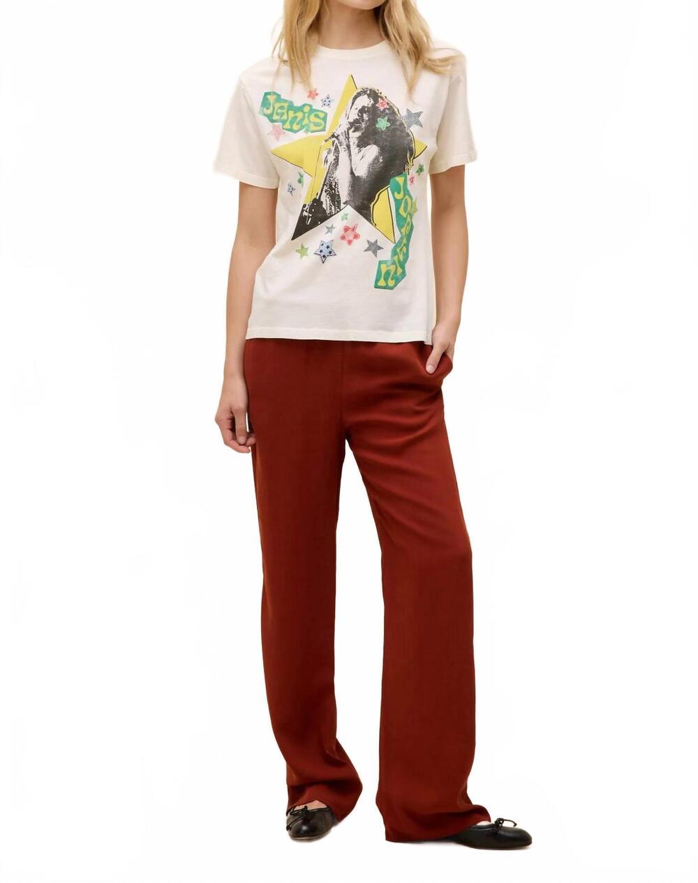 NEW DAYDREAMER janis joplin scrapbook art boyfriend tee in white